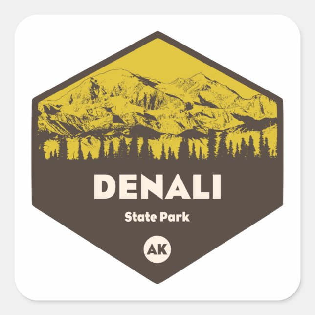 Denali Staat Park Alaska Quadratischer Aufkleber (Vorderseite)