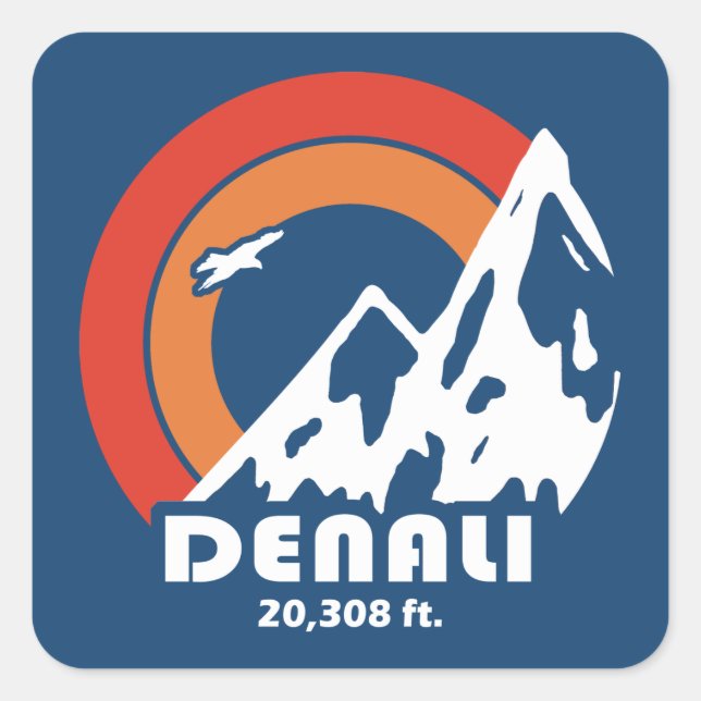 Denali Sun Eagle Quadratischer Aufkleber (Vorderseite)
