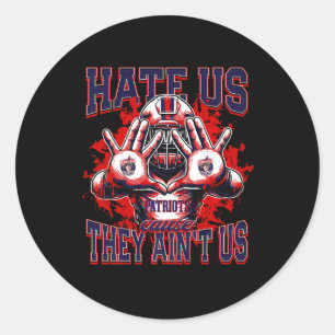 Denbigh Patriots Logo hasst uns, weil sie nicht se Runder Aufkleber
