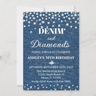 Denim and Diamond Birthday Party Invitation Einladung