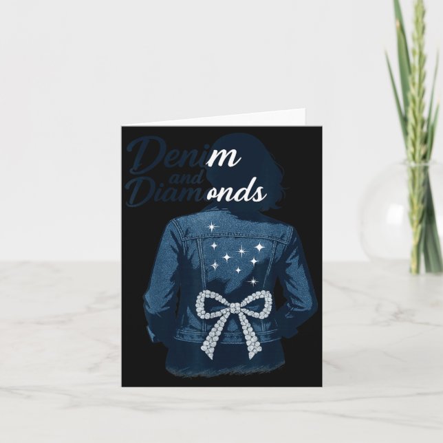 Denim And Diamonds Bow Ladies Girls Jeans Women  Karte (Vorderseite)