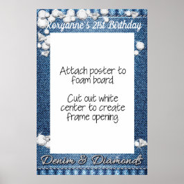 Denim and Diamonds Foto Booth Frame Prop Poster