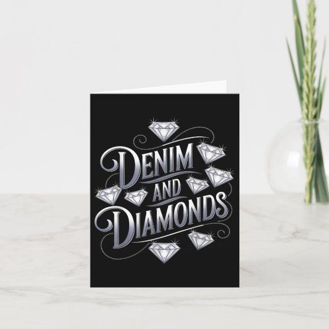 Denim and Diamonds Glam Cowgirl Party Design Karte (Vorderseite)