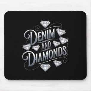 Denim and Diamonds Glam Cowgirl Party Design Mousepad
