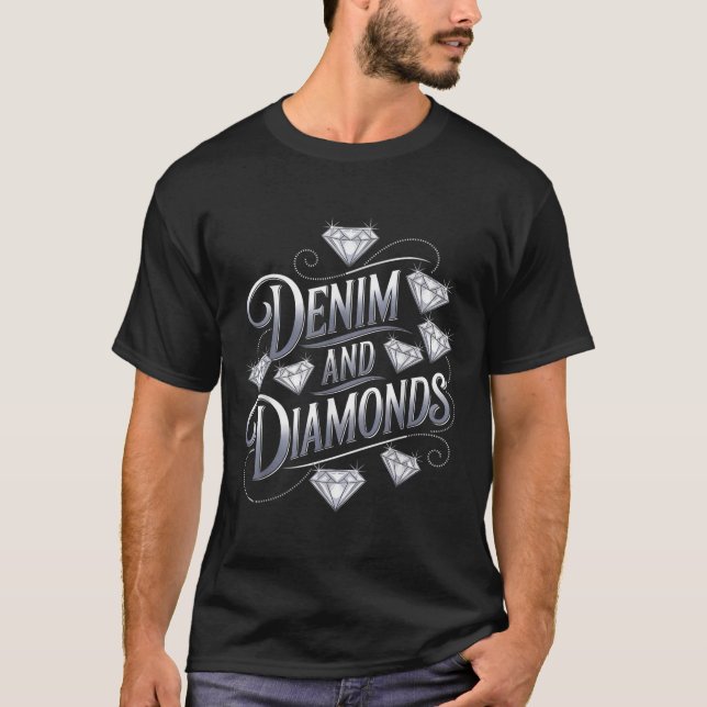 Denim and Diamonds Glam Cowgirl Party Design T-Shirt (Vorderseite)