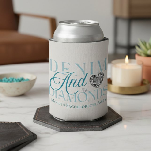 Denim and Diamonds - Western Bachelorette Design Dosenkühler (Denim and Diamonds Western Bachelorette Can Cooler)