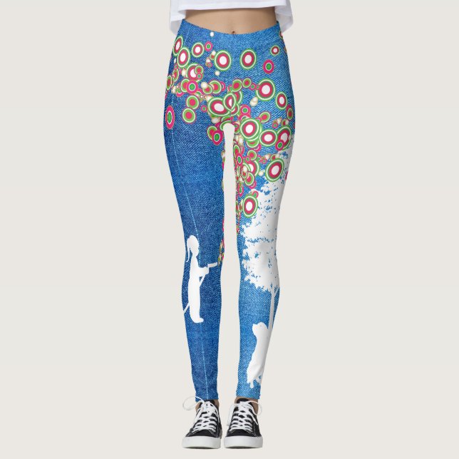 Denim-Art-Leggings Garten Graffiti banksy Leggings (Vorderseite)
