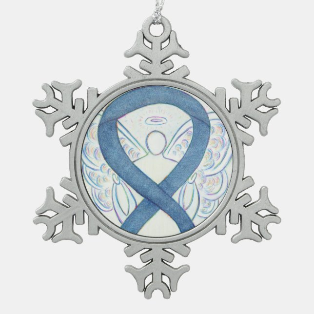 Denim Awareness Ribbon Angel Ornement (Devant)