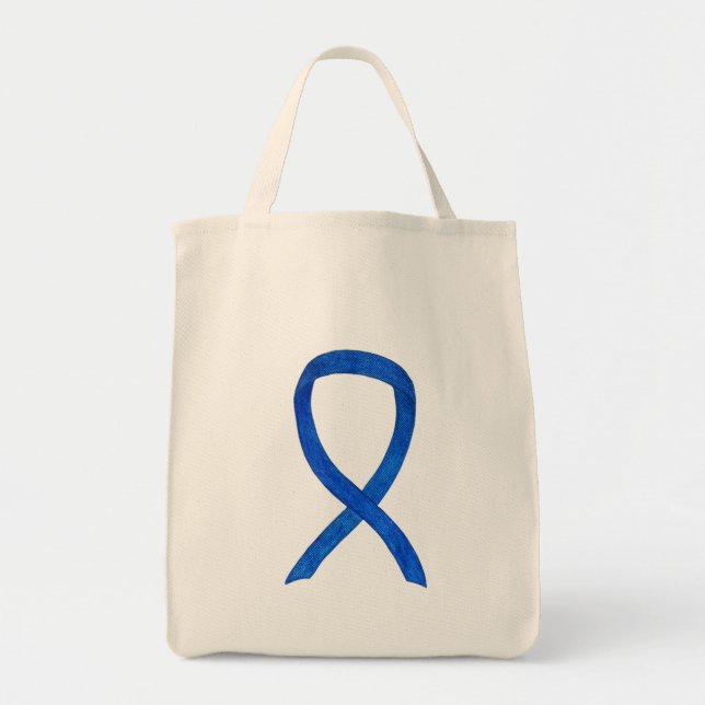 Denim Awareness Ribbon Custom Totbeutel Tragetasche (Vorne)