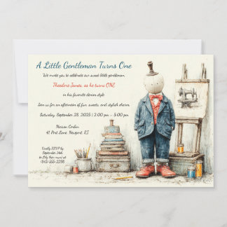 Denim Baby 1st Birthday & Parfüm Sketch Einladung