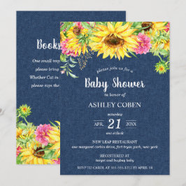 Denim Baby Dusche Einladung mit Sonnenblumen