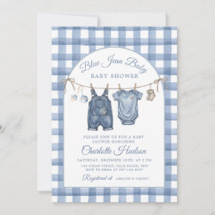 Denim-Baby-Party-Einladung, blaues Jeans-Thema für Einladung
