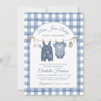 Denim-Baby-Party-Einladung, blaues Jeans-Thema für Einladung