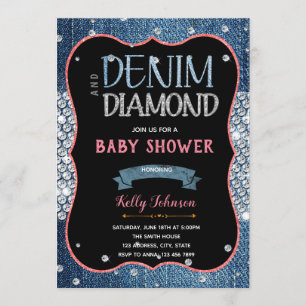 Denim baby shower diamants Invitation