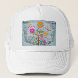 Denim Back Pocket Blume Liebe Hoffnung Truckerkappe
