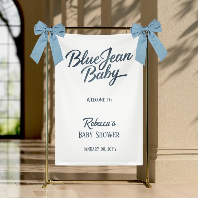 Denim Bear Clothesline Boy Blue Jean Baby Shower Banner (Von Creator hochgeladen)
