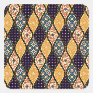 Denim Blau Art Nouveau: Nahtlos Quadratischer Aufkleber