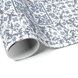 Denim Blau Floral Geschenkpapier