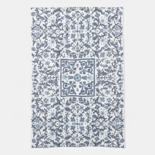 Denim Blau Floral Geschirrtuch