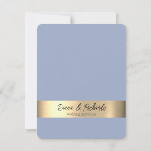 Denim Blau Goldfolie Rustikale Hochzeitseinladung RSVP Karte