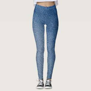 Denim-Blau Jeans-Muster All-Over-Print Leggings