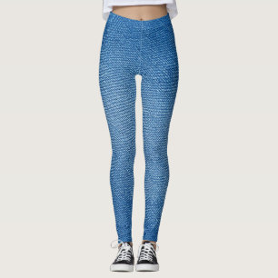 Denim-Blau Jeans-Muster Überall-Druck Leggings