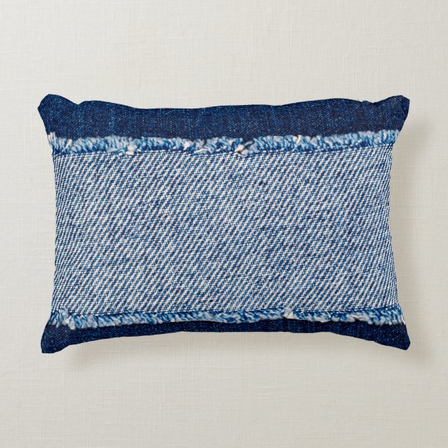 Denim blauen Jeans Stoff Rahmen. Blechdichtfabrik Dekokissen (Vorderseite)