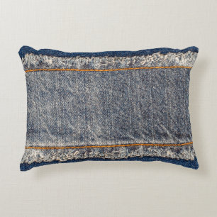 Denim blauen Jeans Stoff Rahmen. Blechdichtfabrik Dekokissen