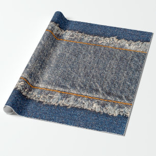 Denim blauen Jeans Stoff Rahmen. Blechdichtfabrik Geschenkpapier