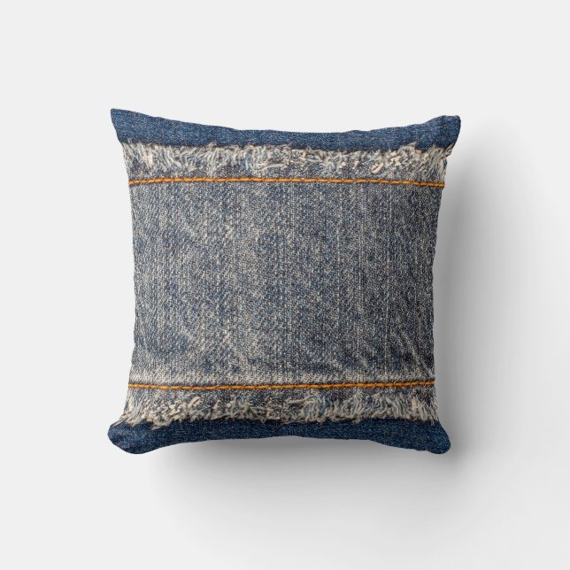 Denim blauen Jeans Stoff Rahmen. Blechdichtfabrik Kissen (Vorderseite)