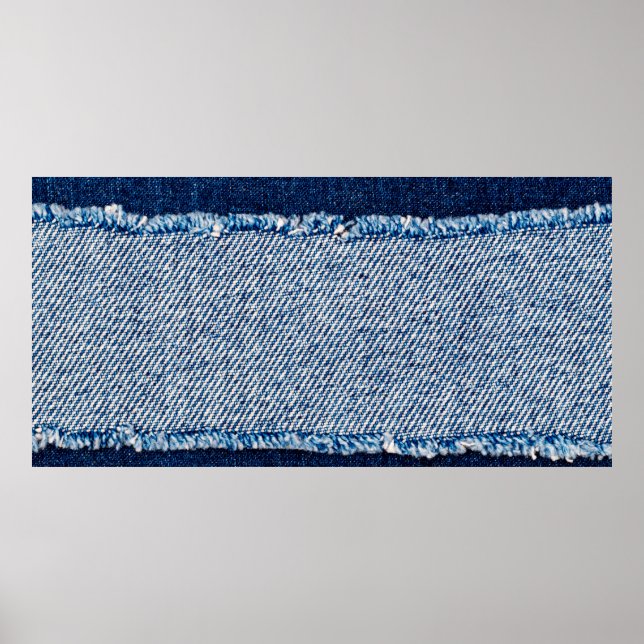 Denim blauen Jeans Stoff Rahmen. Blechdichtfabrik Poster (Vorne)
