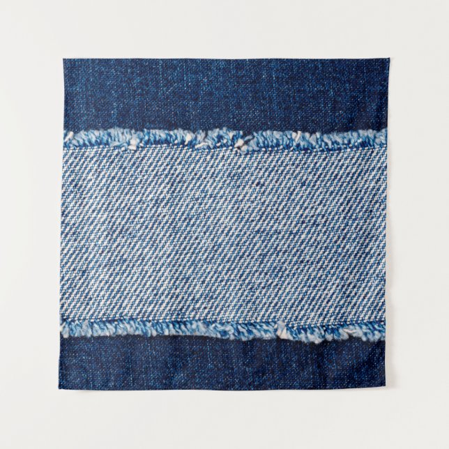 Denim blauen Jeans Stoff Rahmen. Blechdichtfabrik Wandteppich (Vorderseite)