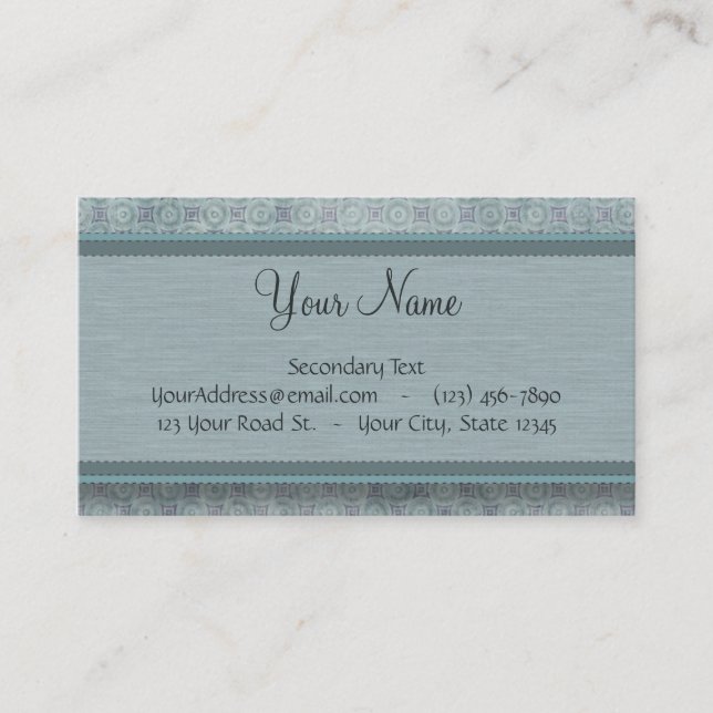 Denim-blaues Münzen-Muster mit Monogramm Visitenkarte (Vorderseite)