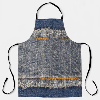 Denim-Blaujeans: Casual Doppelpatch Schürze