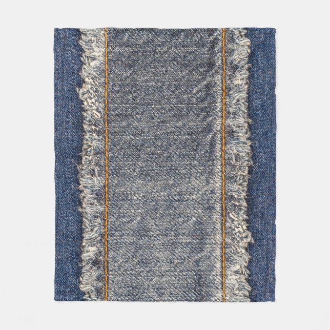 Denim-Blaujeans: Casual Double-Patch Fleecedecke (Vorderseite)