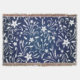 Denim Blooms: Blumenmuster Hintergrund Decke