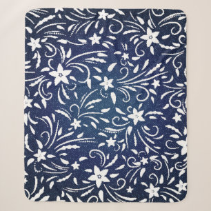 Denim Blooms: Blumenmuster Hintergrund Sherpadecke