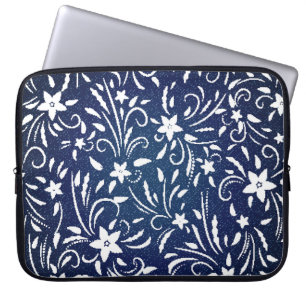 Denim Blooms: Hintergrundinformationen zu Blumenmu Laptopschutzhülle