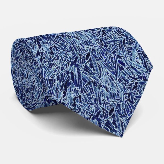 Denim Blue Abstract Design Cravate (Roulé)