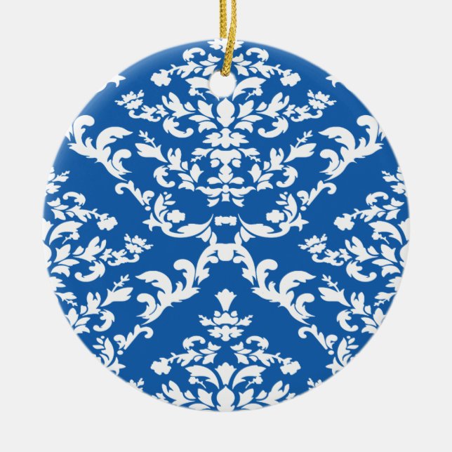 Denim Blue Bold Damask bei Emporiomoffa Keramik Ornament (Vorne)