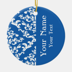 Denim Blue Bold Damask w/ name at Emporiomoffa Keramikornament