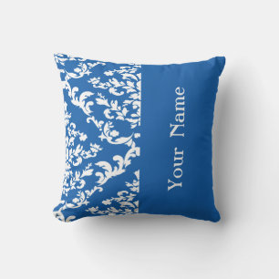 Denim Blue Bold Damask w/ name @ Emporiomoffa Kissen
