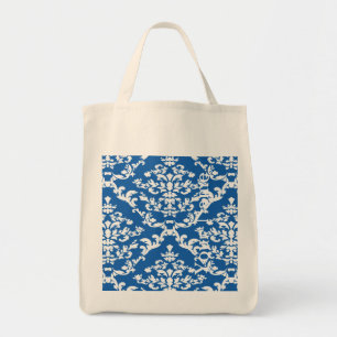 Denim Blue Bold Damask w/ name @ Emporiomoffa Tragetasche