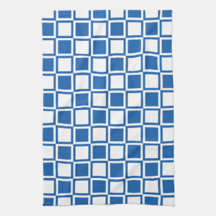 Denim Blue Bold Mod Squares Handtuch