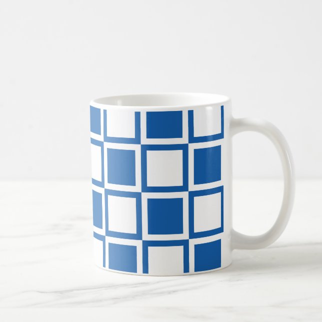 Denim Blue Bold Mod Squares Kaffeetasse (Rechts)