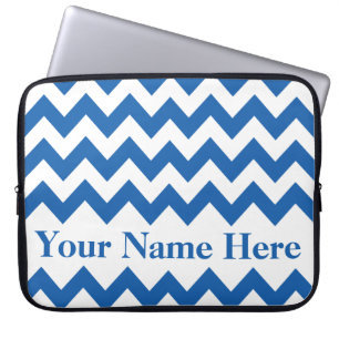 Denim Blue Bold Zickzack mit anpassbarem Text Laptopschutzhülle