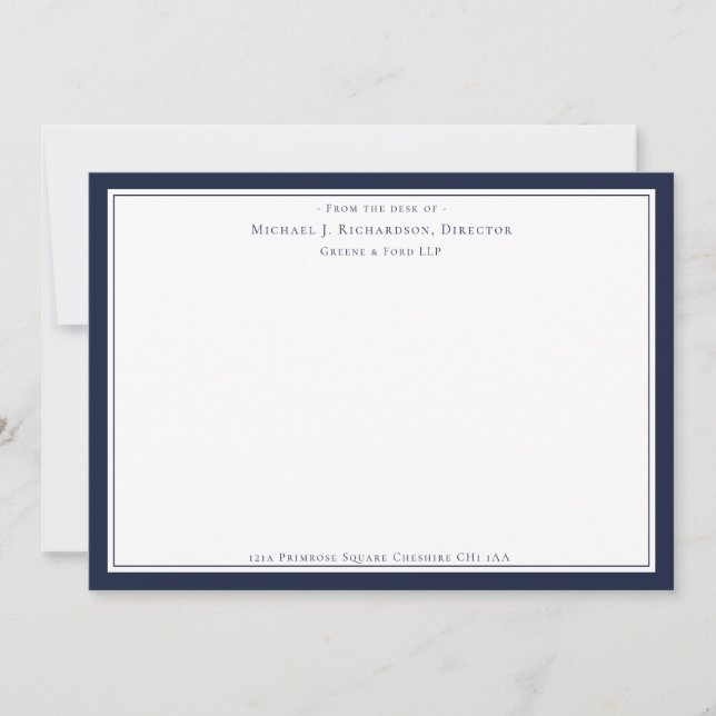 Denim Blue Business Monogramm vom Schreibtisch des Mitteilungskarte (Vorderseite)