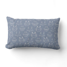 Denim Blue Cat Face Zeichnend