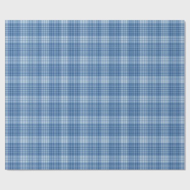 Denim Blue Classic Plaid Geschenkpapier (Flach)