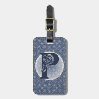 Denim Blue Decorative Monogram "P" Gepäckmarke Gepäckanhänger